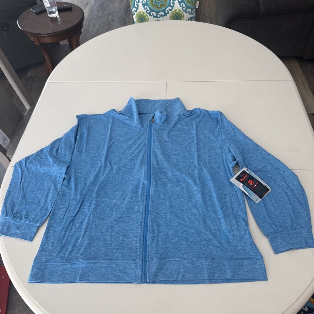 Gymwrap Women's Heathered Knit Zip-Up Jacket w/ Side Pockets Bluebell XL